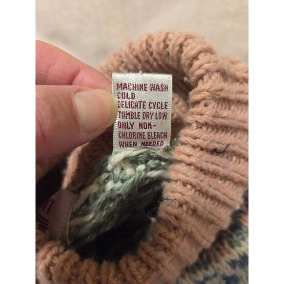 VTG Womens Fair Isle Knit Sweater Pink Nordic Pullover M Preppy Karen Scott - Picture 6 of 8